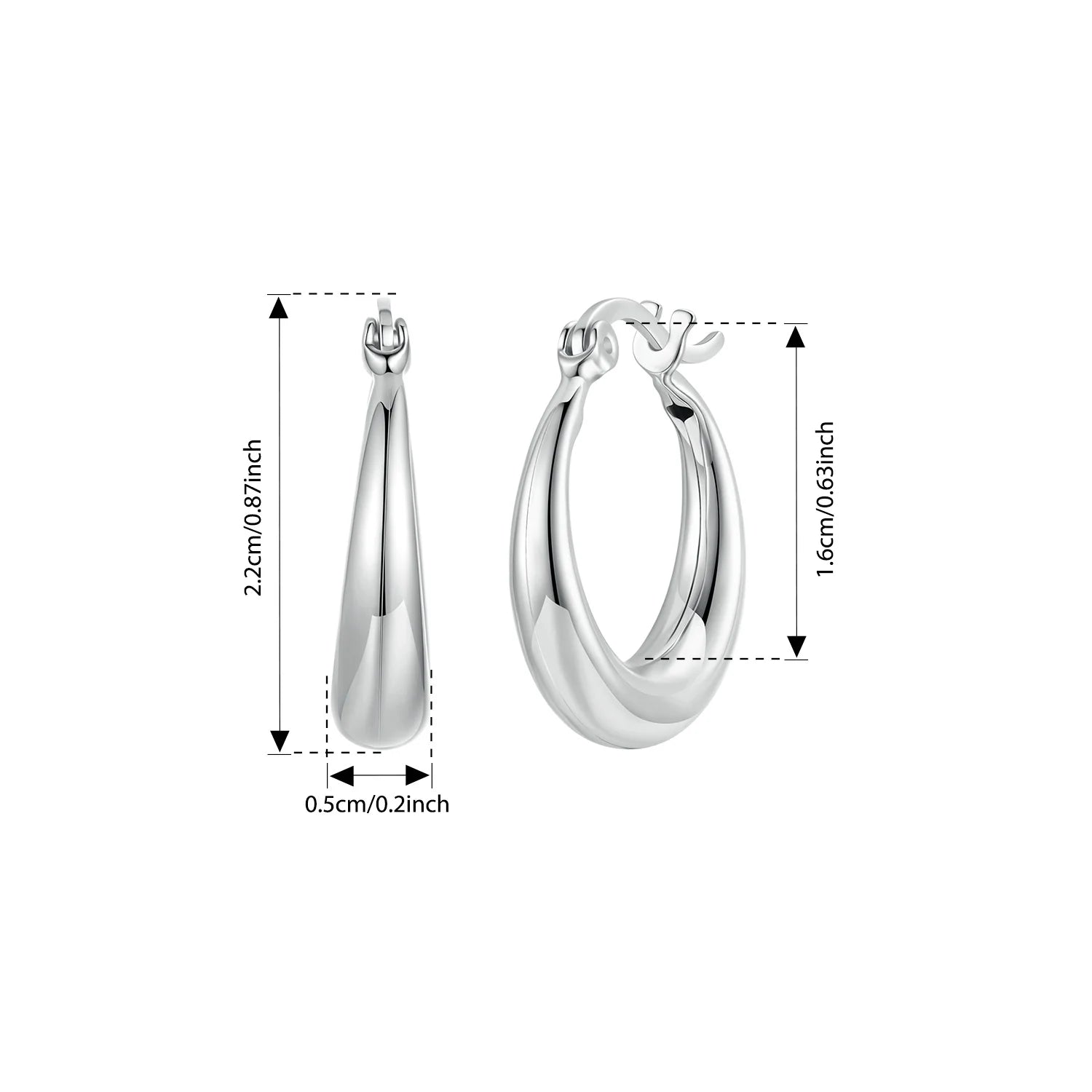 JEW023ER        White Gold Plated Hoop Earrings Chunky Earring with 925 Sterling Silver - Klixstore