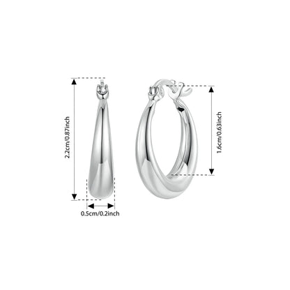 JEW023ER        White Gold Plated Hoop Earrings Chunky Earring with 925 Sterling Silver - Klixstore