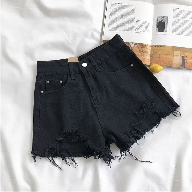 High Waist Ripped Denim Shorts for Women