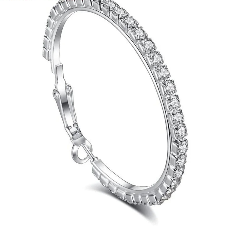 925 Sterling Silver Austrian Crystal Hoop Earrings for Women