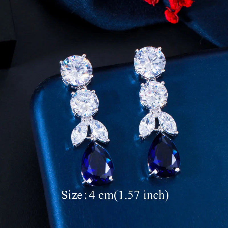 Water Drop CZ Silver Earrings