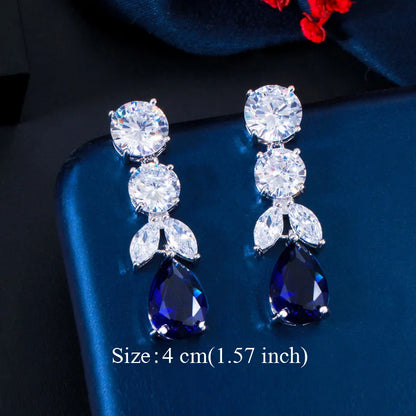 Water Drop CZ Silver Earrings