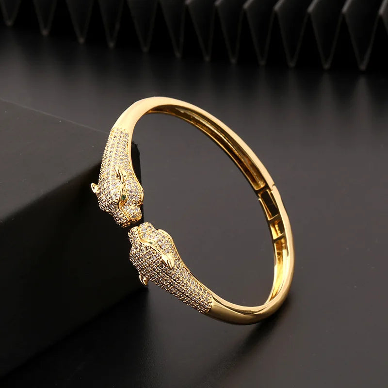 Leopard Zircon Cuff Bracelet