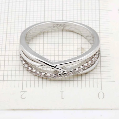 925 Sterling Silver CZ Pave Cross Bridal Ring Set for Women