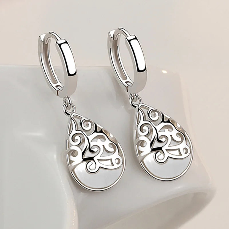 925 Sterling Silver Charm Hoop Earrings