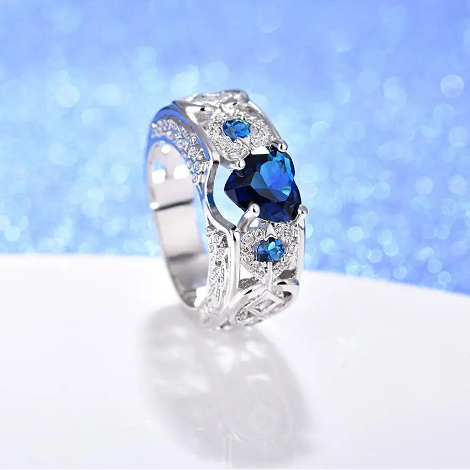 Genuine 925 Sterling Silver Shiny Crystal Rings for Women