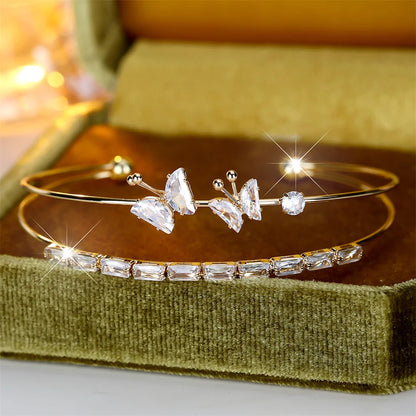 Butterfly Double Layer Bangle Bracelet
