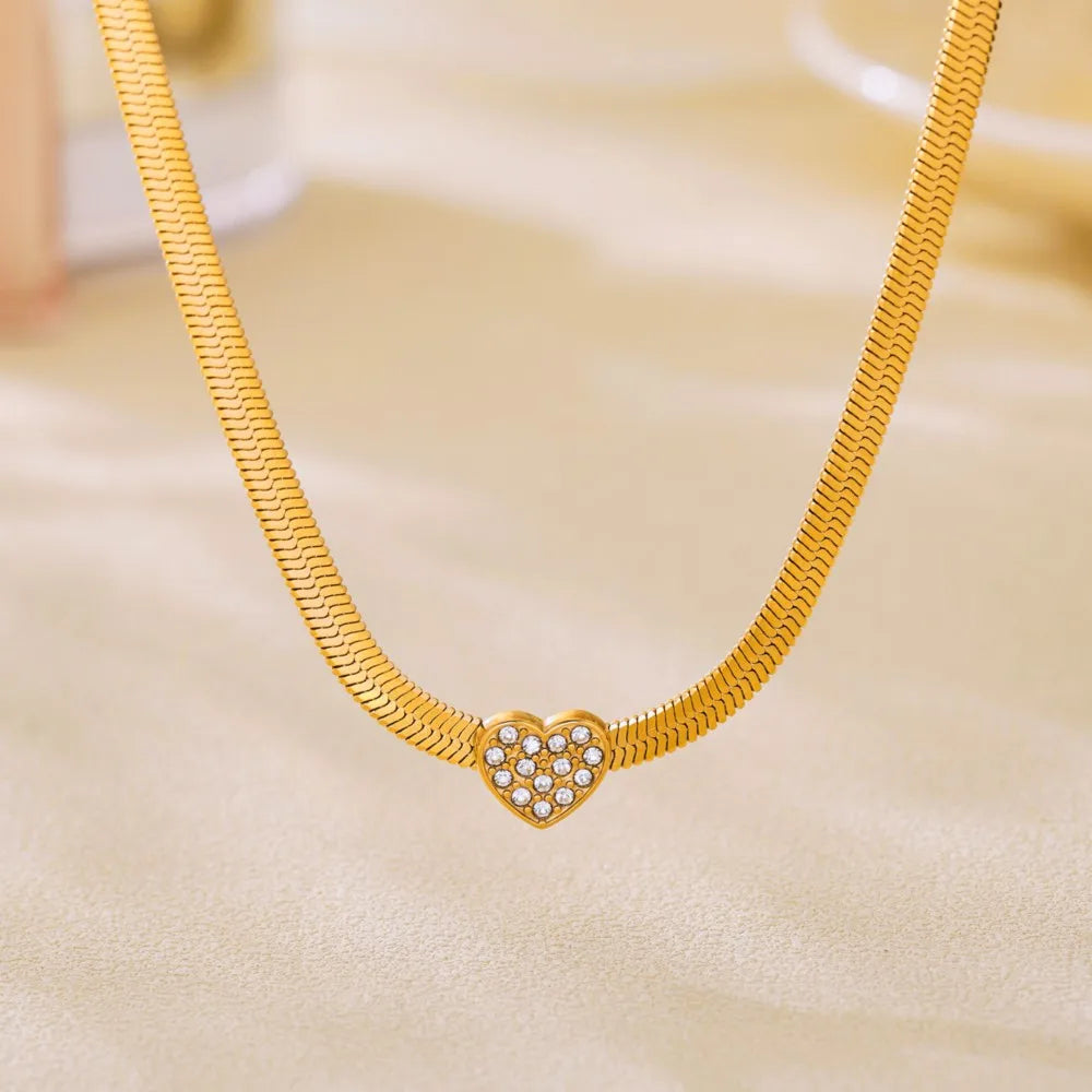 18k Gold Heart Charm Jewelry Set for Women