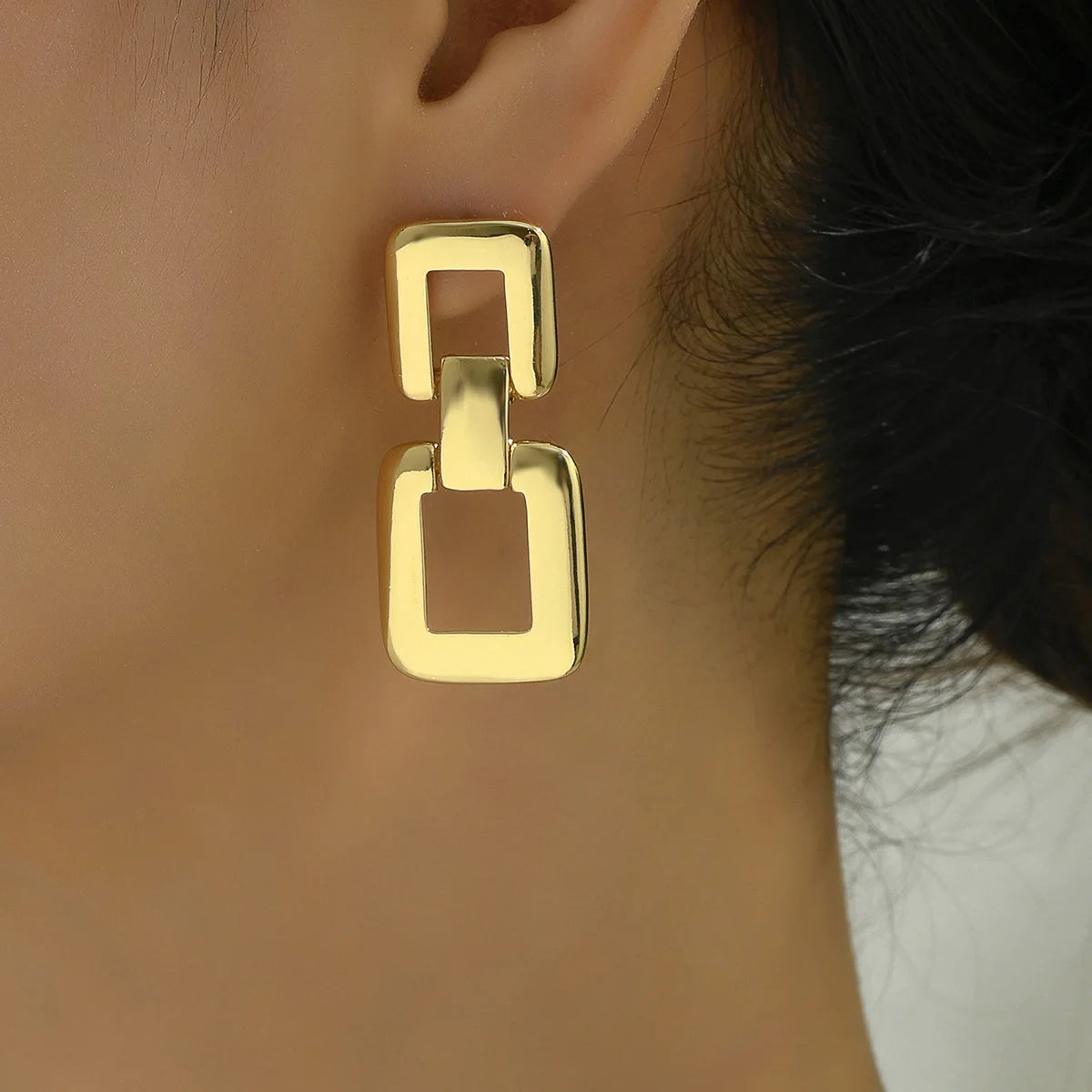 Square Patchwork Long Earrings