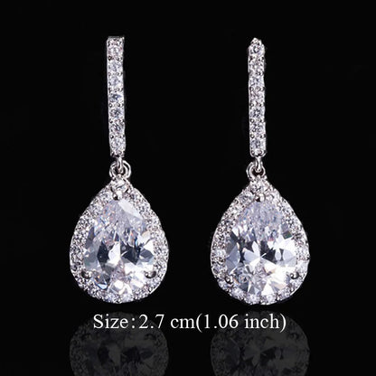 Water Drop CZ Silver Earrings
