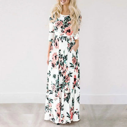 White Floral Boho Maxi Dress for Women 2025