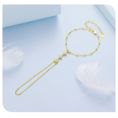 925 Silver Four Leaf Clover Hand Chain