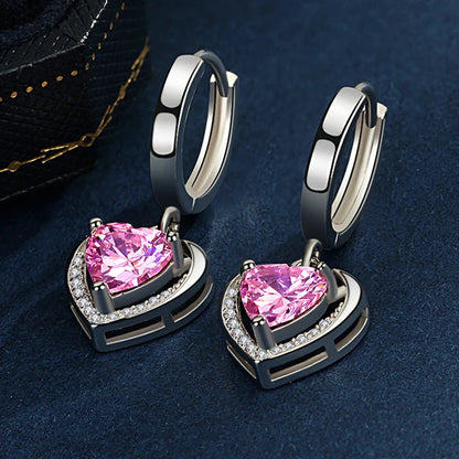 "925 Sterling Silver Crystal Hoop Earrings"