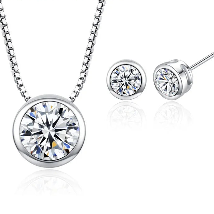 Elegant Pendant & Stud Earrings in 9 Vibrant Colors