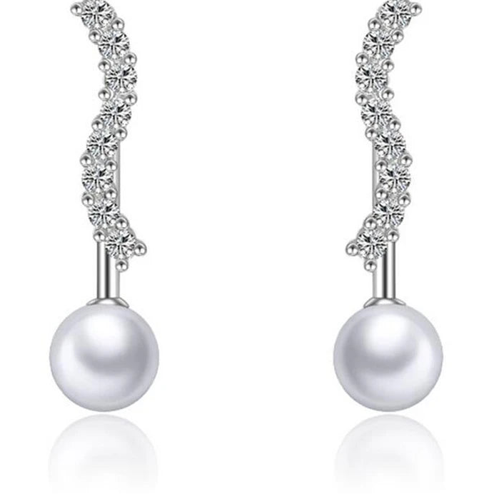 925 Silver S Shape Pearl Earrings