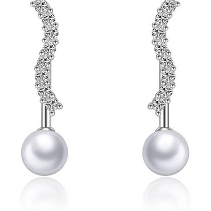 925 Silver S Shape Pearl Earrings