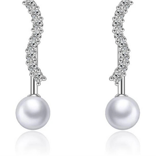 925 Silver S Shape Pearl Earrings