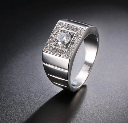 Full Crystal 925 Sterling Silver Wedding Ring for Women