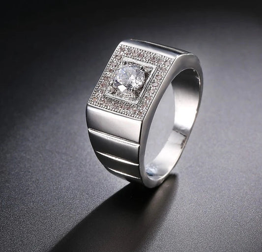 Full Crystal 925 Sterling Silver Wedding Ring for Women