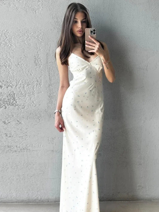 CLO066DJ
Chic Sweet Floral Printed Slip Dresses for Women V-neck Sleeveless High Waist Backless Zipper Slit Long Party Dress Streetwear - Klixstore