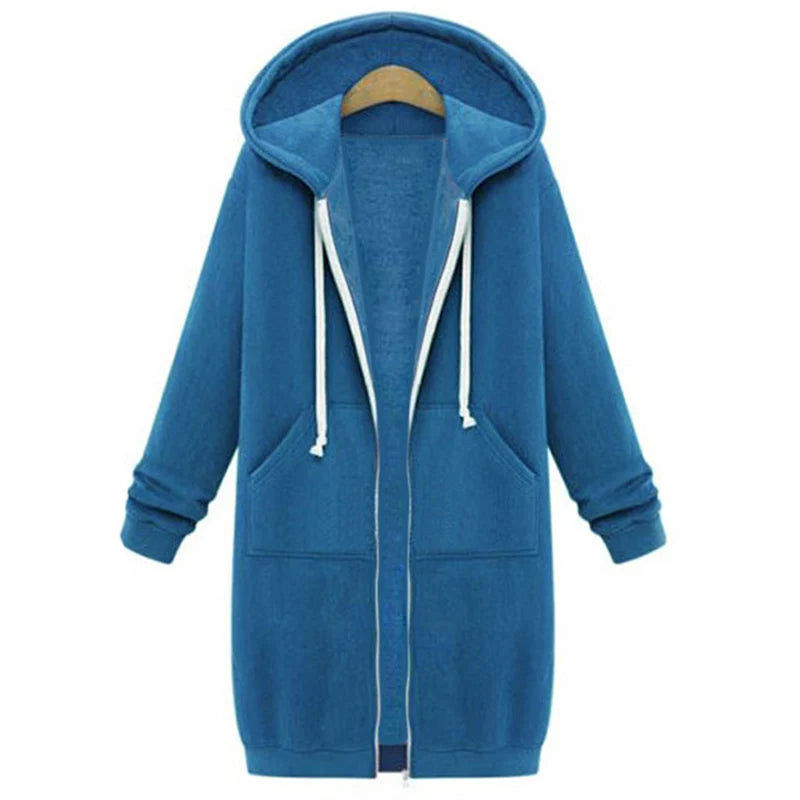 Thick Hooded Zip Up Sweatshirt Dress