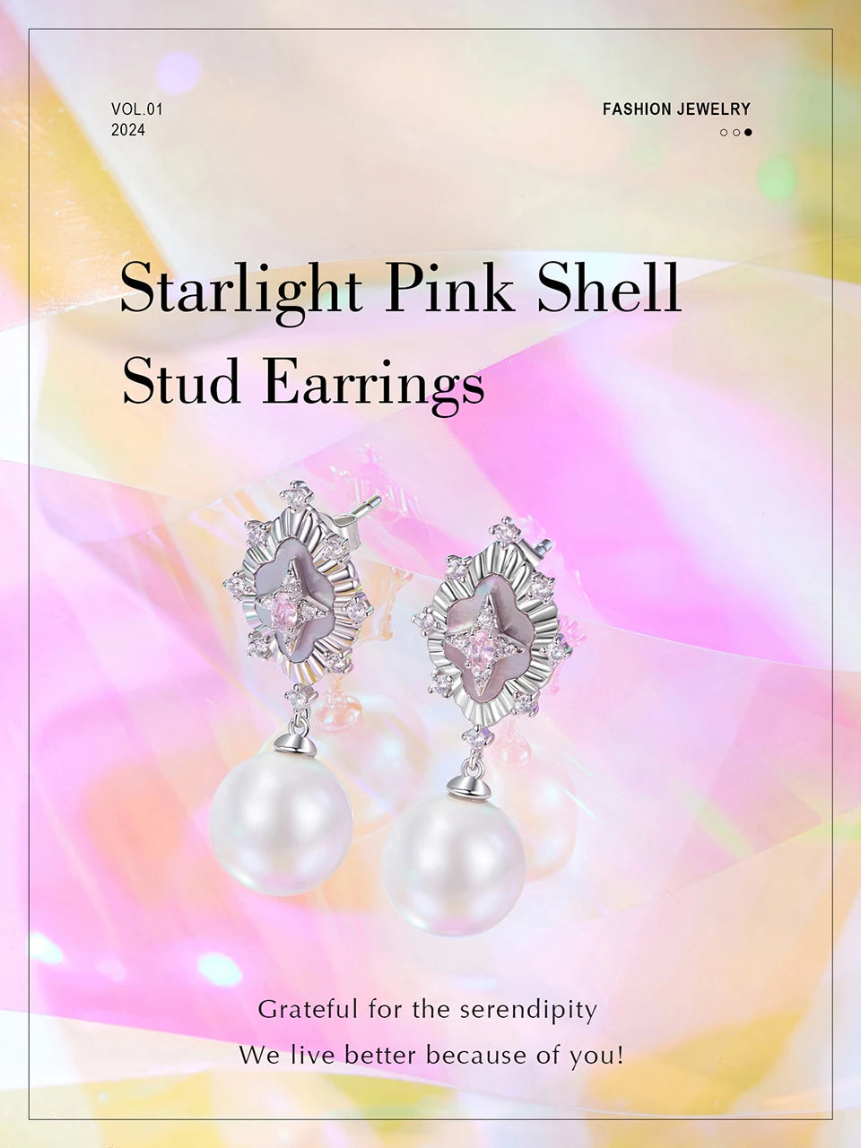 JEW011ER   Starlight Pink Shell Earrings for Women - Klixstore