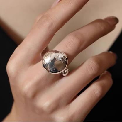 925 Sterling Silver Geometric Adjustable Ring for Women