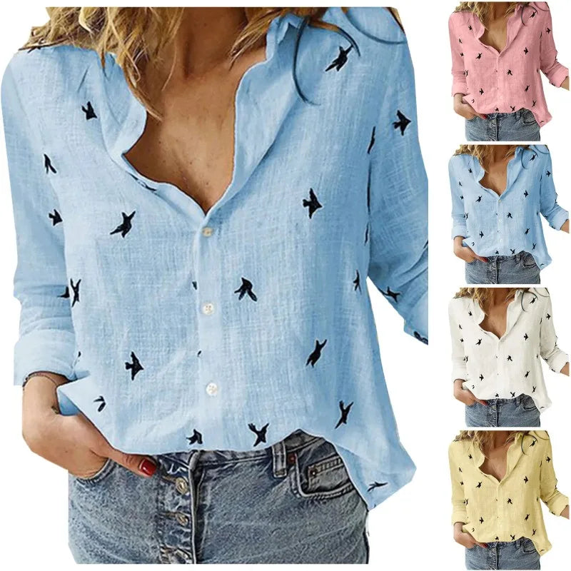 Women’s Cotton Linen V-Neck Shirt