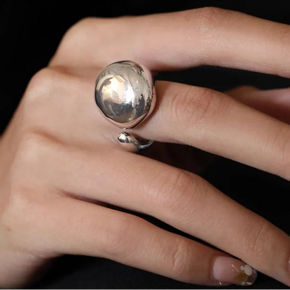 925 Sterling Silver Geometric Adjustable Ring for Women