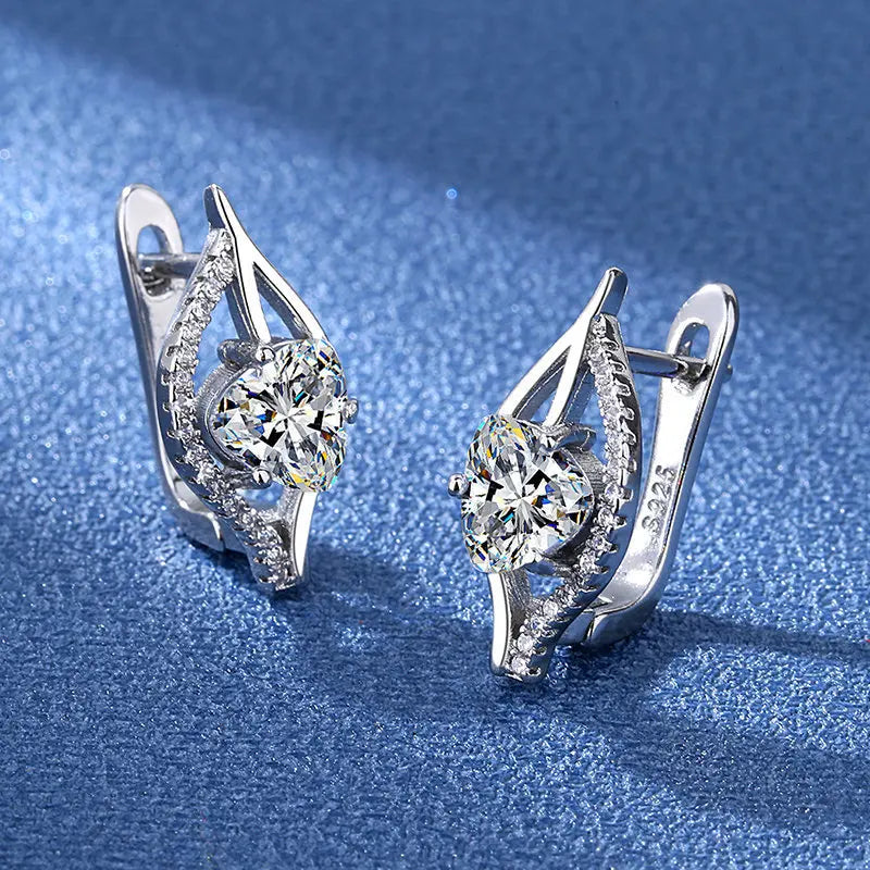 925 Sterling Silver Stud Earrings with Zircon | Fine Jewelry Gift