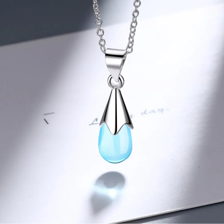 925 Sterling Silver Sky Blue Pendant Necklace for Women