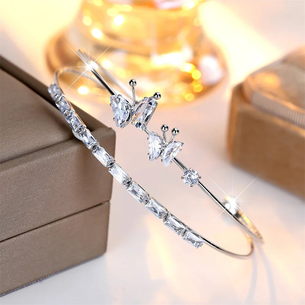 Butterfly Double Layer Bangle Bracelet