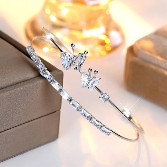 Butterfly Double Layer Bangle Bracelet