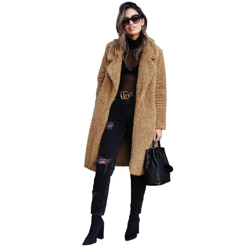 Women’s Long Plush Teddy Coat