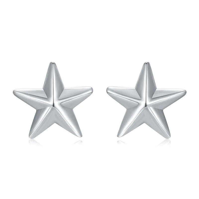 JEW010ER      Authentic 925 Sterling Silver Star Stud Earrings - Klixstore