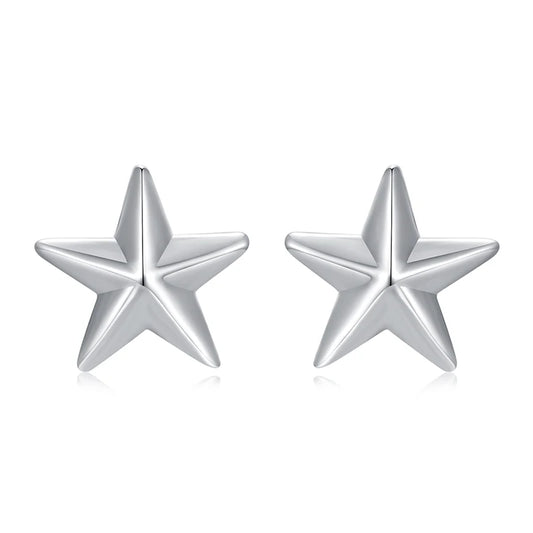 JEW010ER      Authentic 925 Sterling Silver Star Stud Earrings - Klixstore