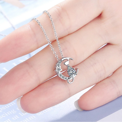 NEC 925 Sterling Silver Crystal Charm Necklace for Women