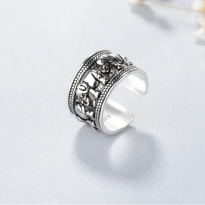 925 Sterling Silver Elephant Adjustable Ring for Women
