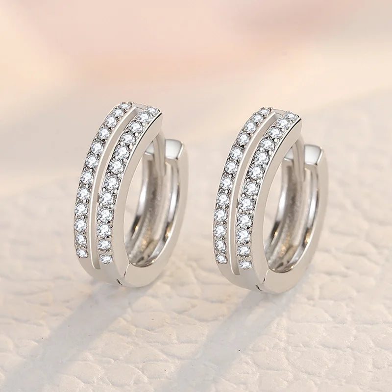 925 Sterling Silver Original Charm Double Hoop Earrings