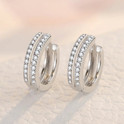 925 Sterling Silver Original Charm Double Hoop Earrings