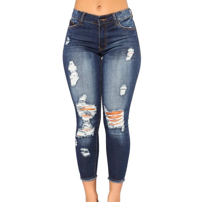Jeans Holes Distressed Pencil Pants