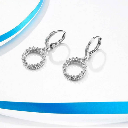 Elegant Beaded CZ Necklace & Hoop Earrings Bridal Set in 925 Sterling Silver
