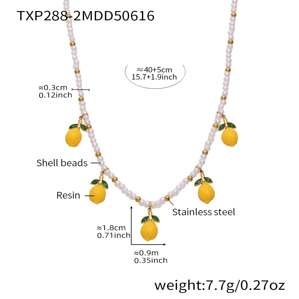Handmade Lemon Beaded Jewelry Necklace for Women