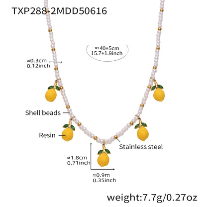Handmade Lemon Beaded Jewelry Necklace for Women