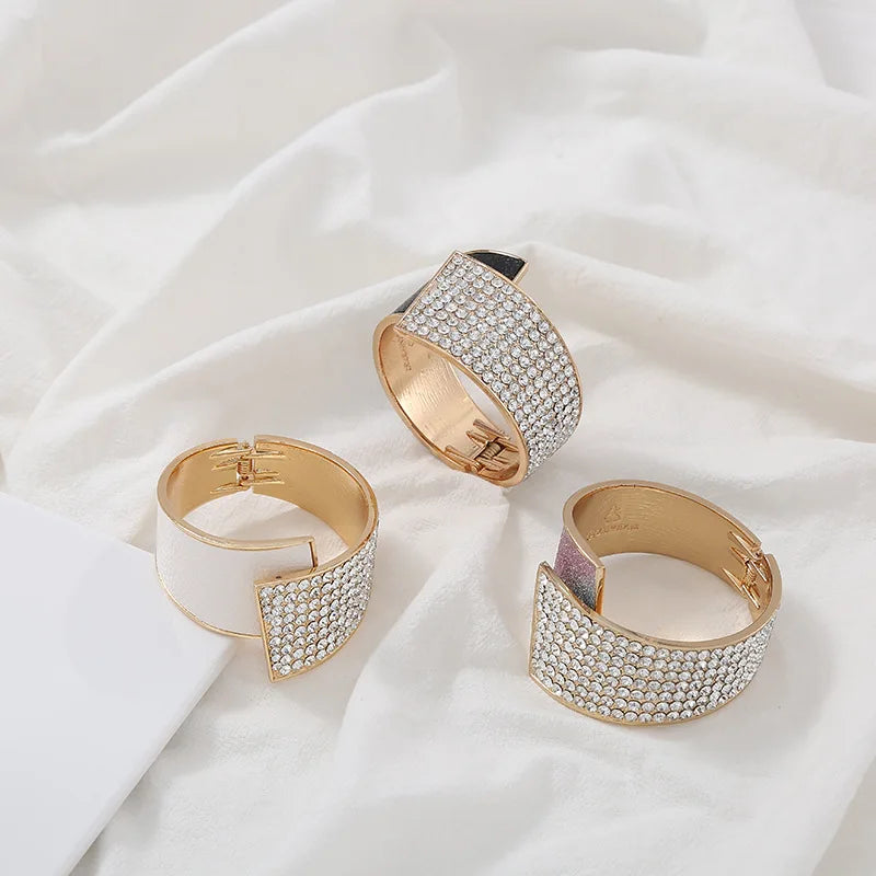 Diamond Leather Elastic Bangle