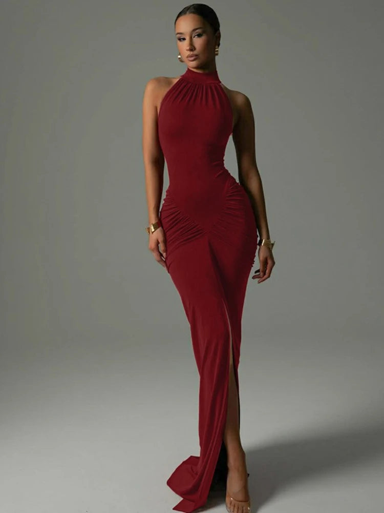 CLO023DJ
Women's Off Shoulder Sleeveless High Slit Long Maxi Dress Summer Ladies Gown High Waist Ruched Bodycon Tunics Party Dresses - Klixstore