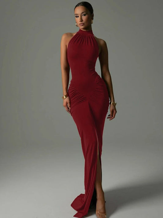 CLO023DJ
Women's Off Shoulder Sleeveless High Slit Long Maxi Dress Summer Ladies Gown High Waist Ruched Bodycon Tunics Party Dresses - Klixstore