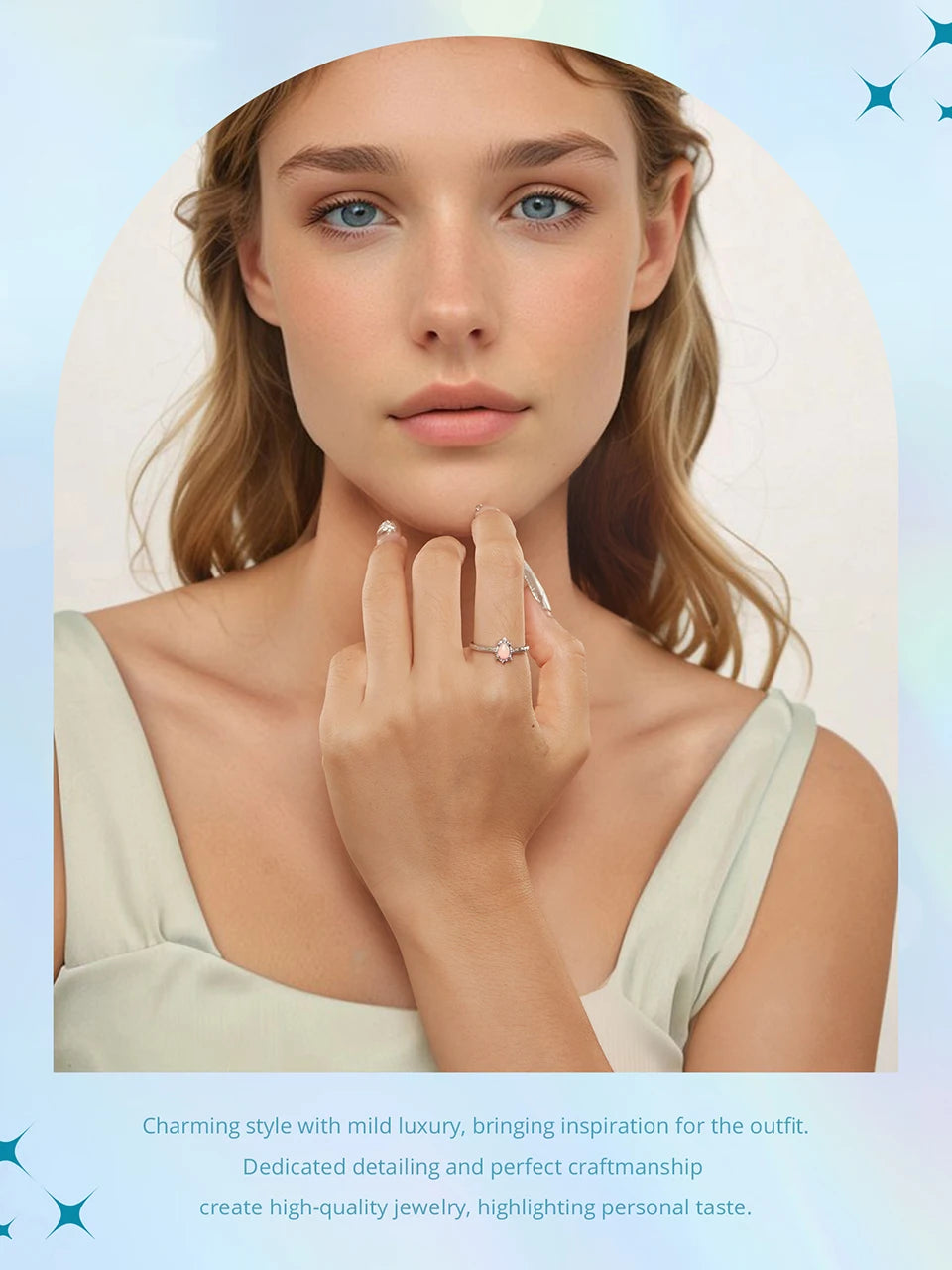 JEW009R     925 Sterling Silver Aurora Opal Solitaire Ring, Gold Plated Adjustable - Klixstore