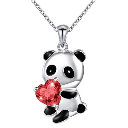 925 Sterling Silver Panda CZ Pendant Necklace for Women