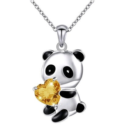 925 Sterling Silver Panda CZ Pendant Necklace for Women